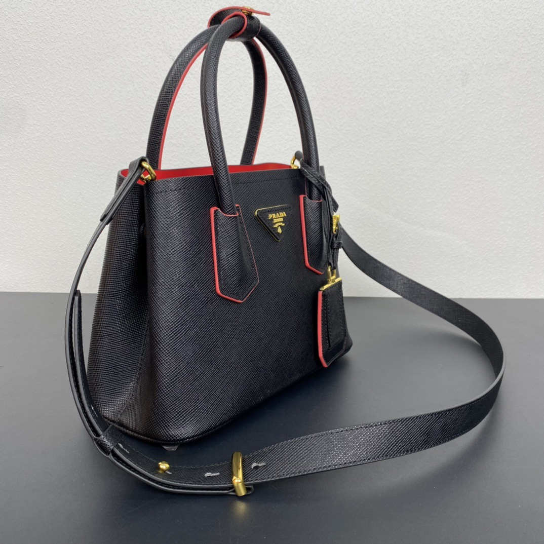Prada 1BG443 Double Saffiano Leather Women Shoulder Bags Size 25*18.5*12.5cm