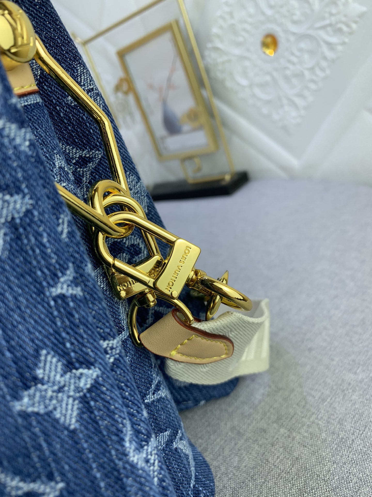 Louis Vuitton Monogram Coussin Denim Cowboy Women Shoulder Bags Size 34*24*12cm