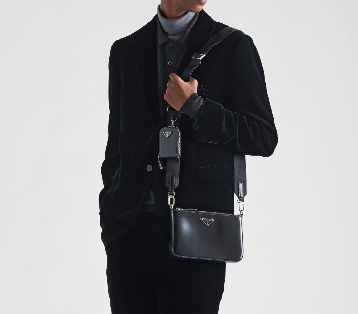 Prada 2VH129 Brushed Leather Mens Shoulder Bags Size 22*14*2.5cm