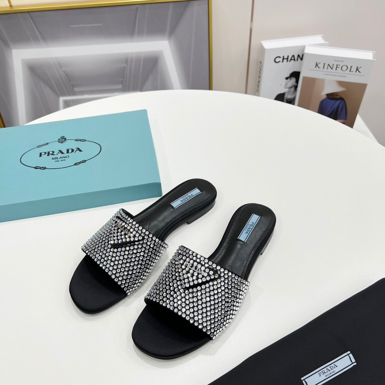 Prada Satin Slippers with Crystals Size 35-41 2-Color