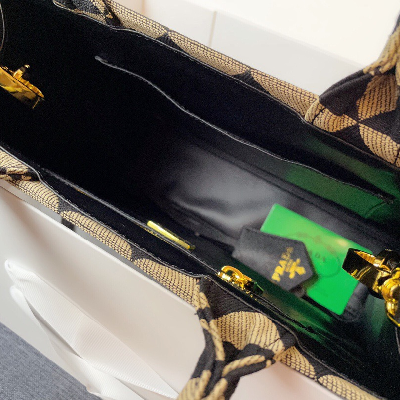 Prada 1BA354 Symbole Embroidered Fabric Shopping Bags Size 28*22*9cm