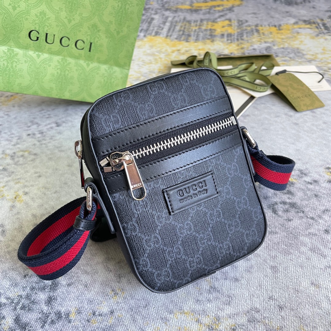 Gucci GG Supreme Black Messenger Mens Shoulder Bags Size 18*14.5*6cm
