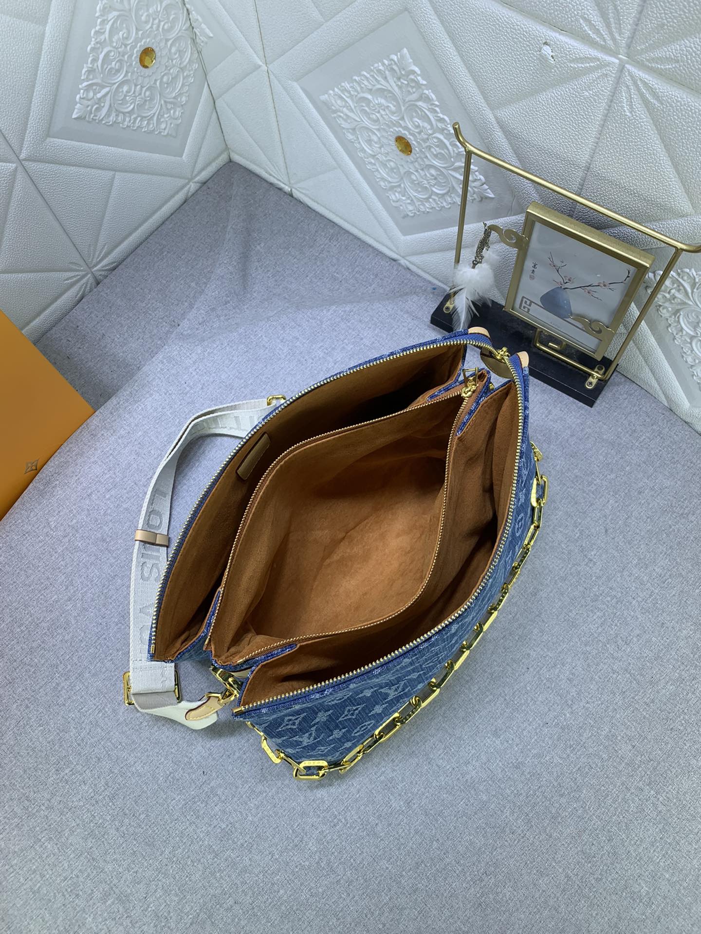 Louis Vuitton Monogram Coussin Denim Cowboy Women Shoulder Bags Size 34*24*12cm