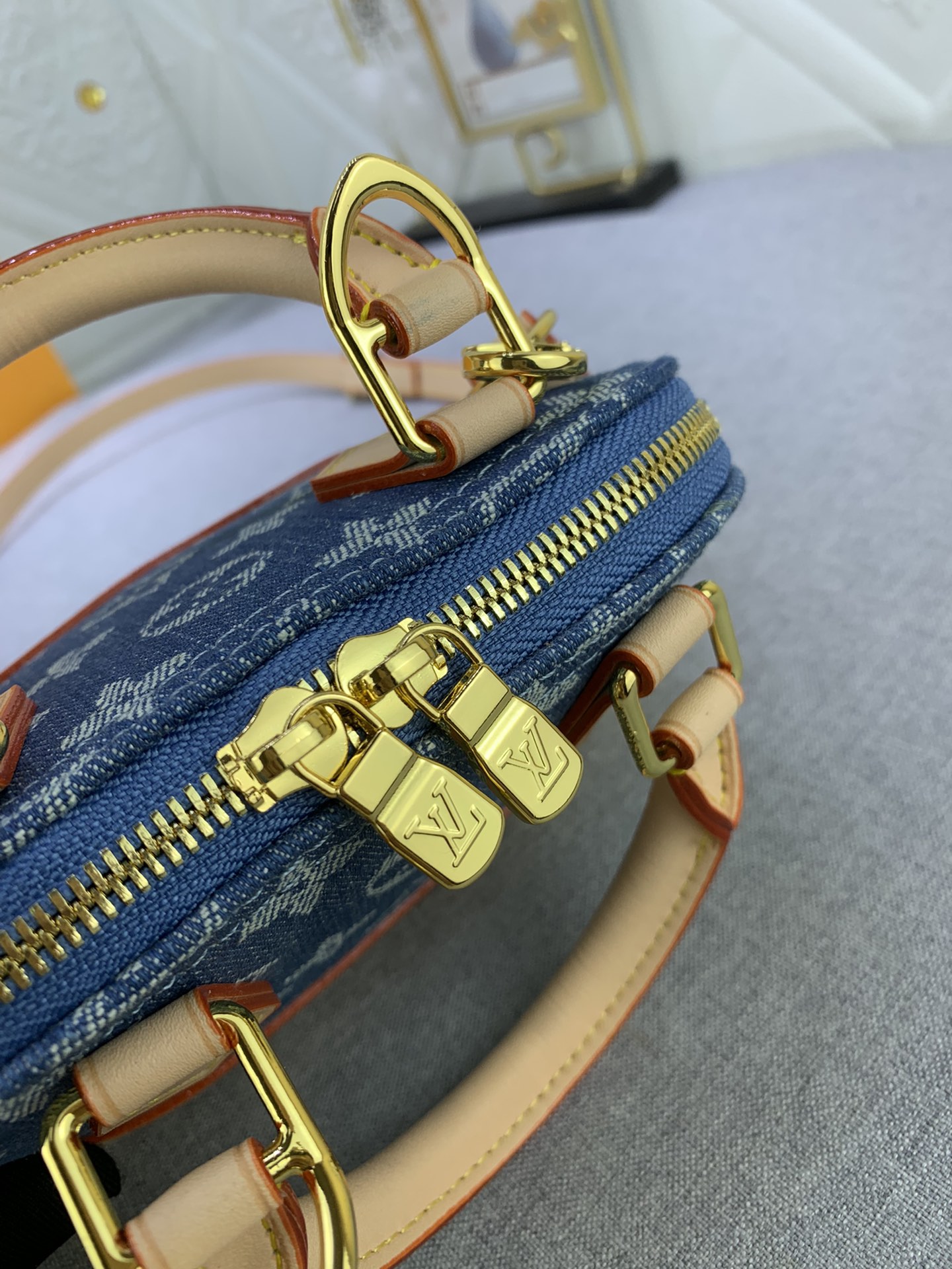 Louis Vuitton M82717 Alma Nano Denim Cowboy Women Shoulder Bags Size 18*12*8cm