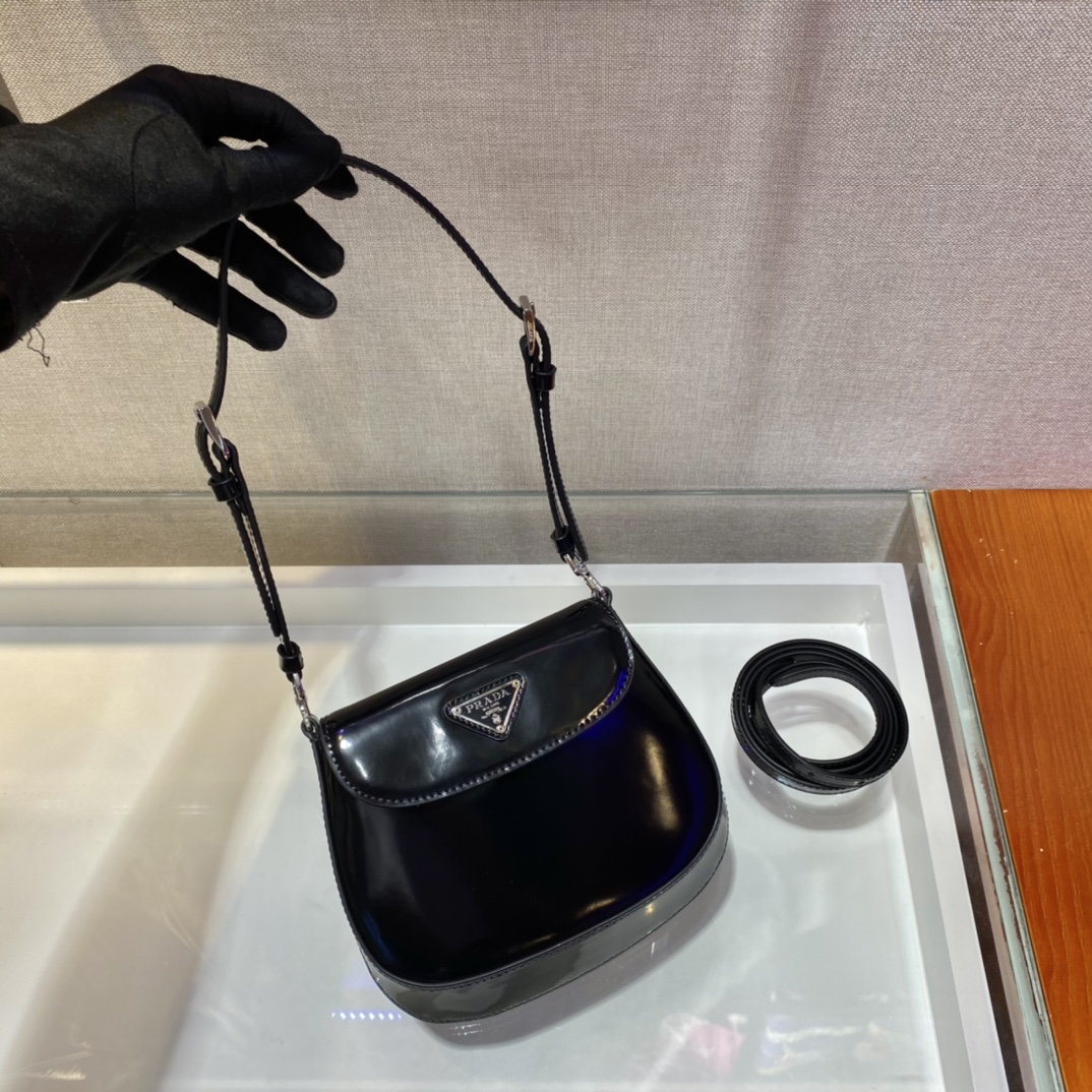 Prada 1BH188 Cleo brushed Leather Women Shoulder Bags Size 17*14.5*3cm