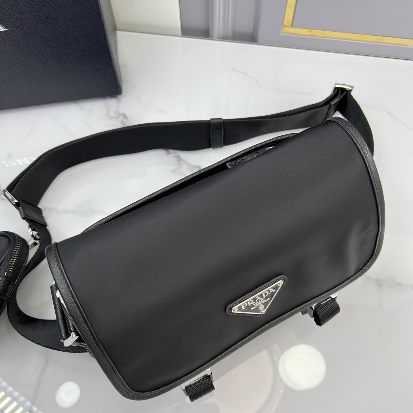 Prada 2VD034 Re-Nylon and Saffiano Leather Mens Shoulder Bags Size 22*16*8.5cm