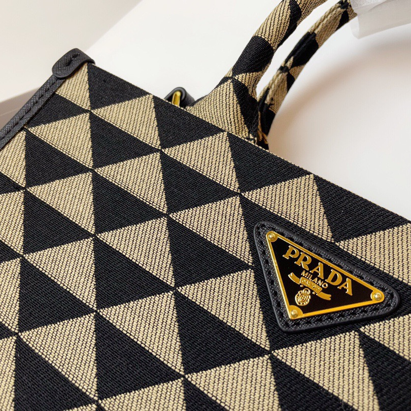 Prada 1BA354 Symbole Embroidered Fabric Shopping Bags Size 28*22*9cm