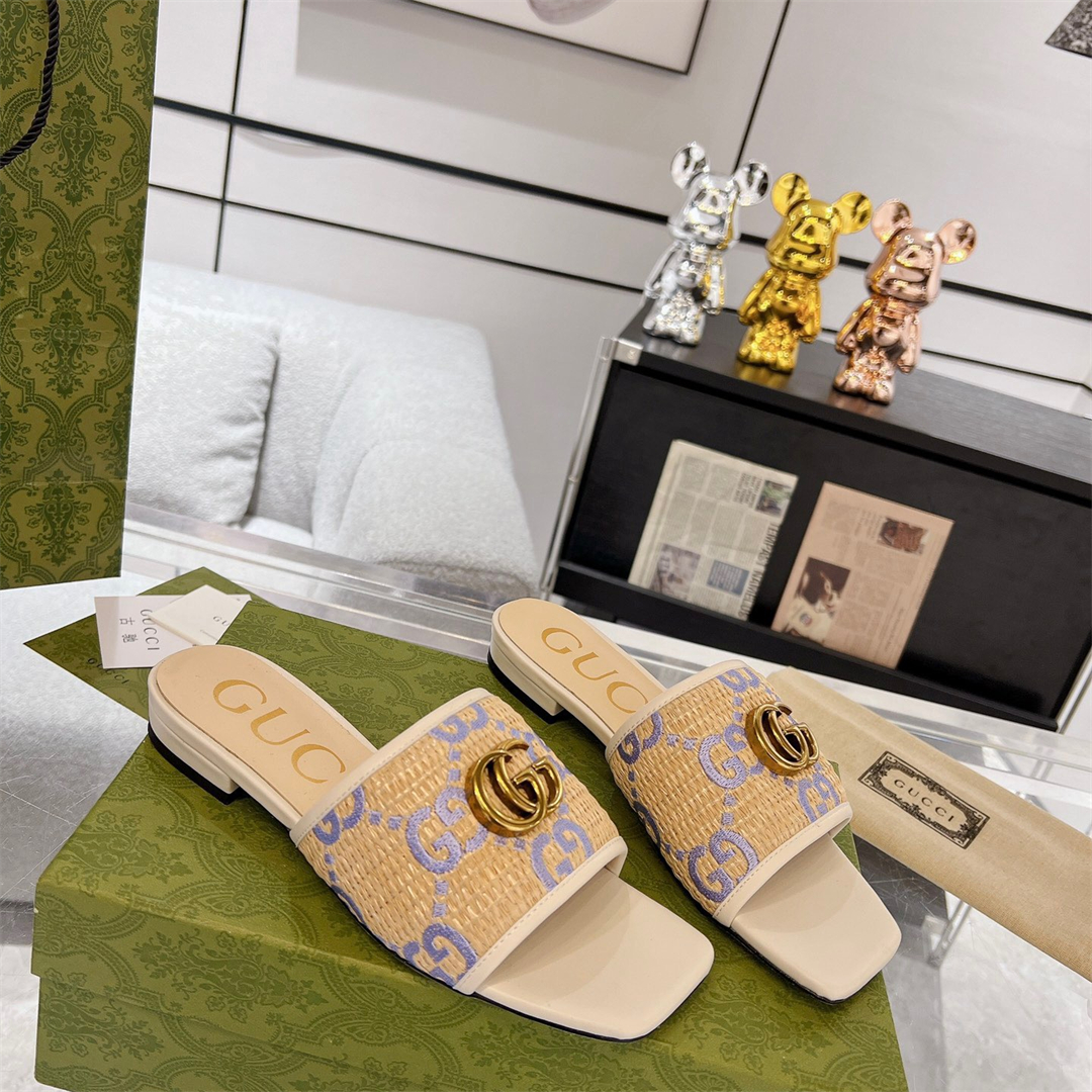 Gucci Slippers with Double G Size 36-41 7-Color