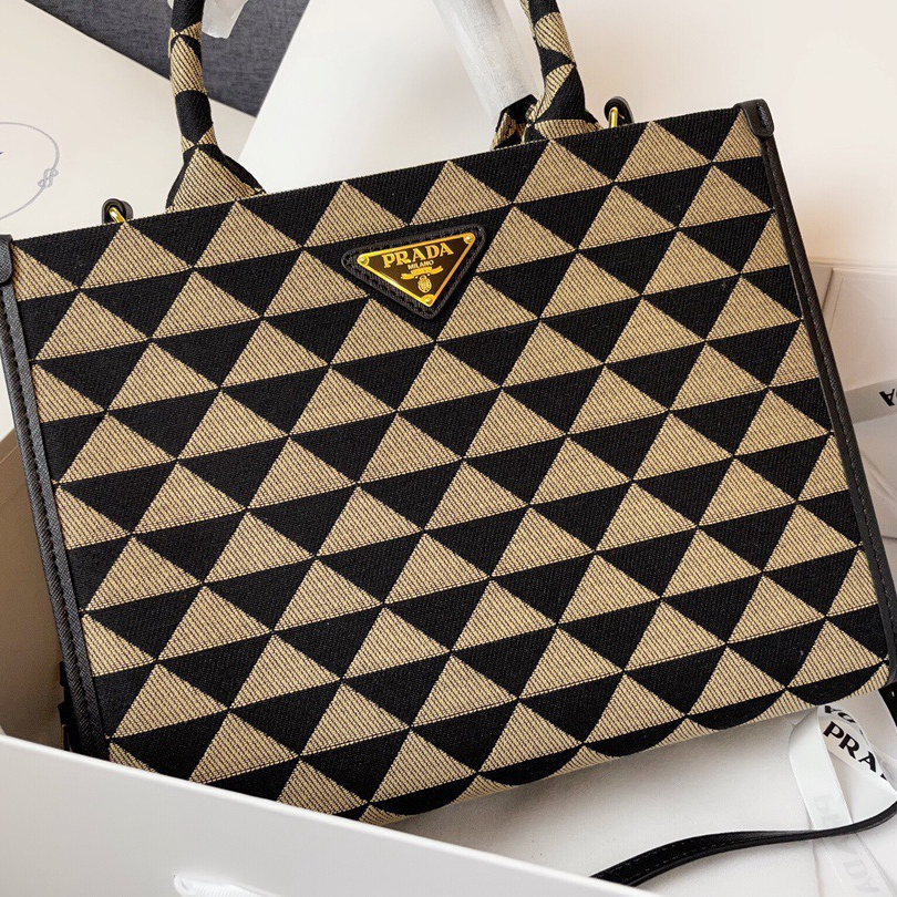 Prada 1BA354 Symbole Embroidered Fabric Shopping Bags Size 28*22*9cm