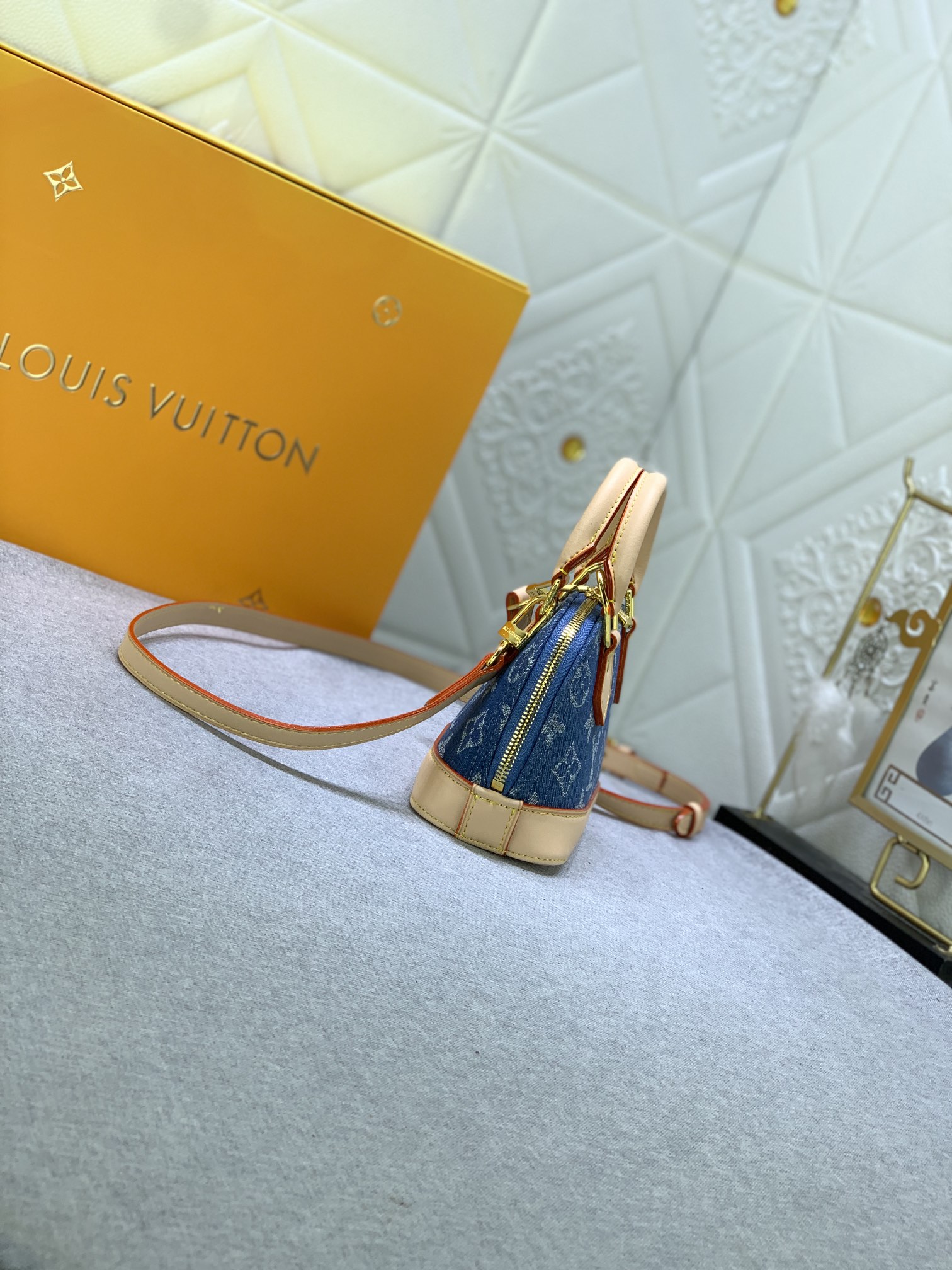 Louis Vuitton M82717 Alma Nano Denim Cowboy Women Shoulder Bags Size 18*12*8cm