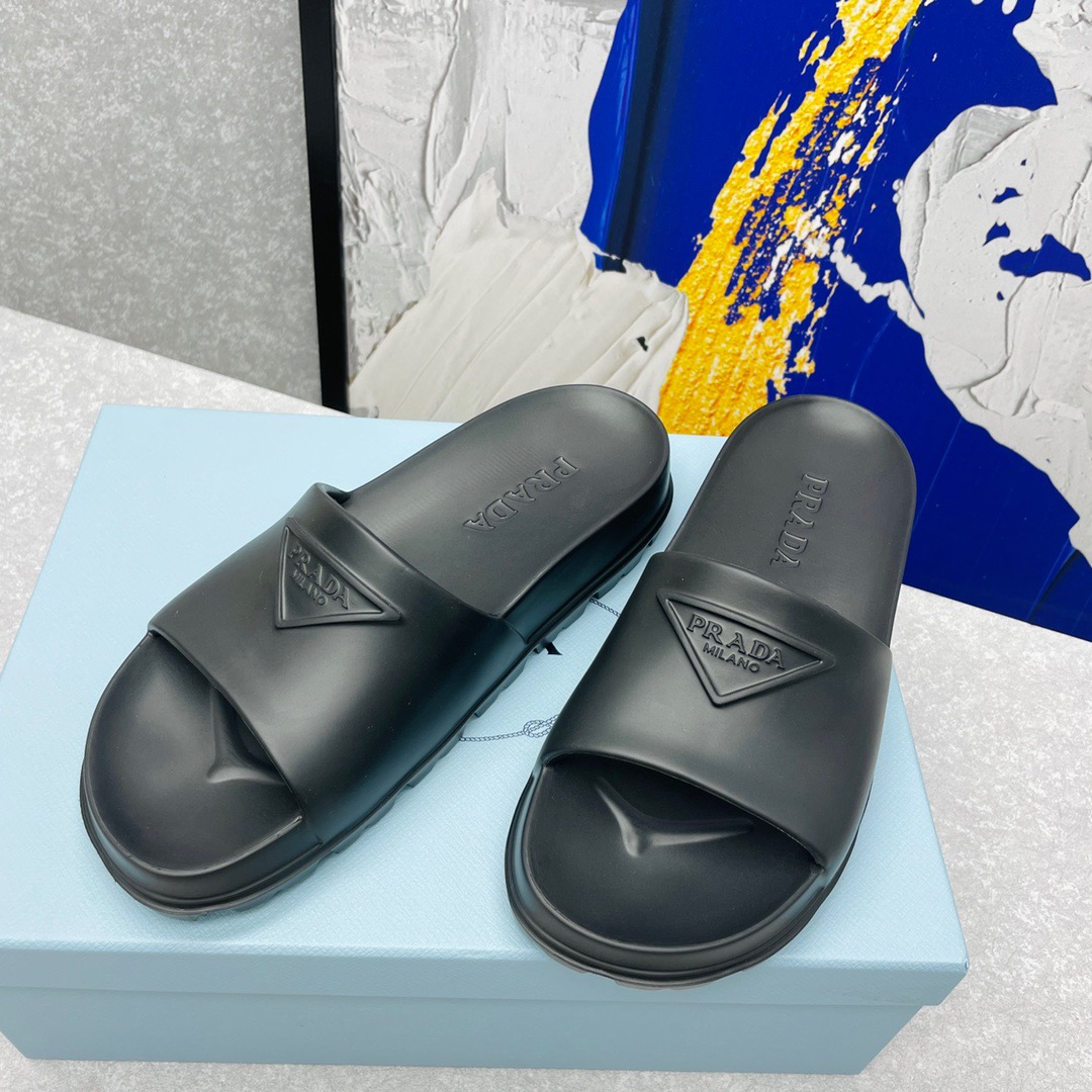 Prada Rubber Slippers Size 35-45 Black/White