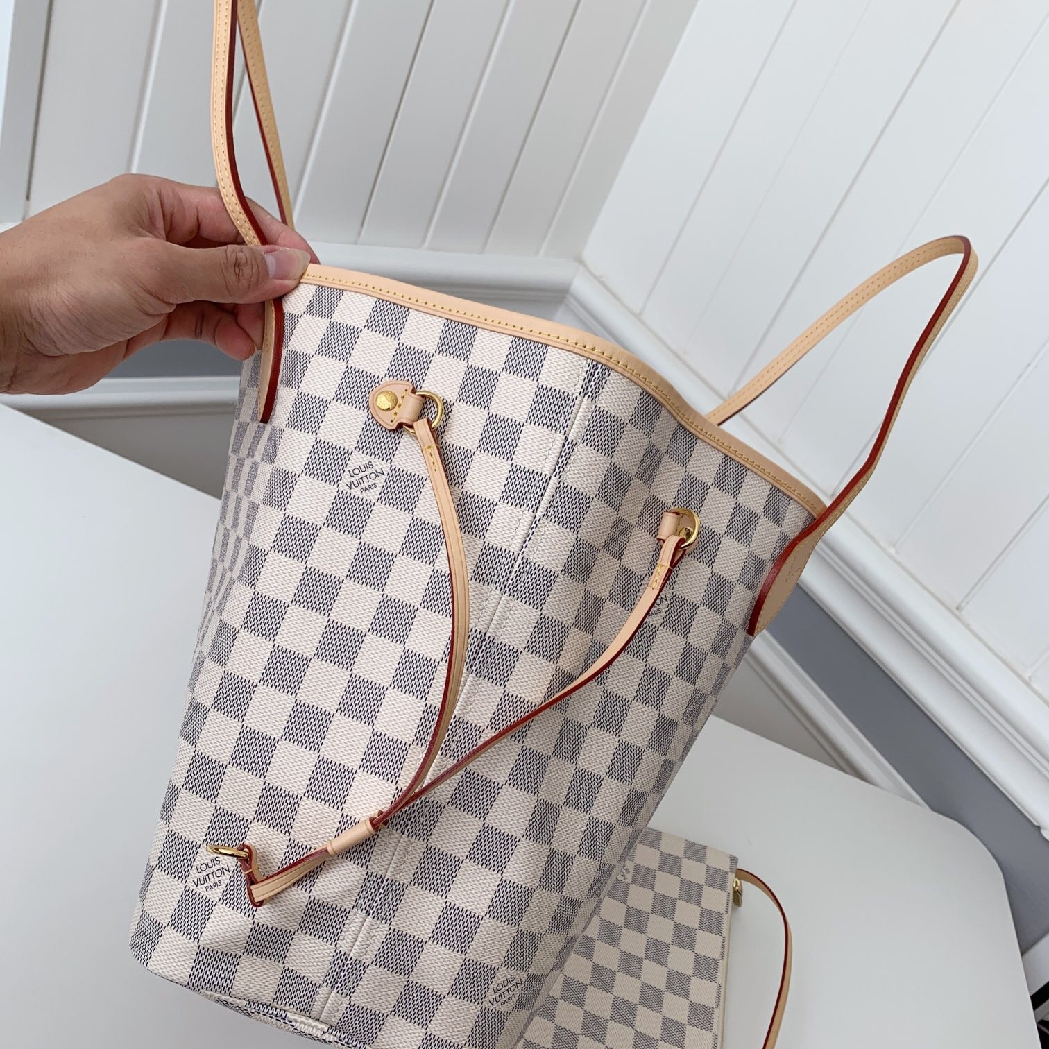 Louis Vuitton N41360 Neverfull Women Bags White Size 32*29*17cm