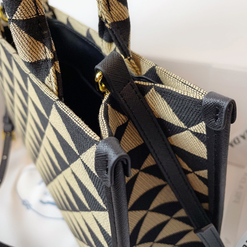 Prada 1BA354 Symbole Embroidered Fabric Shopping Bags Size 28*22*9cm