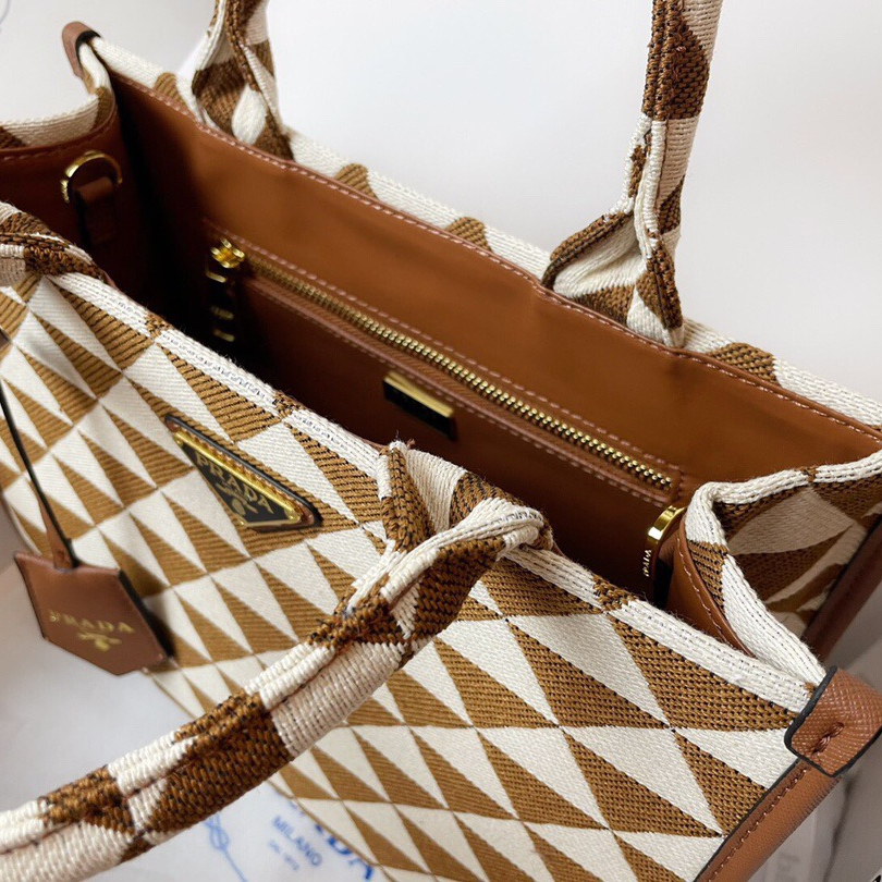 Prada 1BA354 Symbole Embroidered Fabric Shopping Bags Size 28*22*9cm