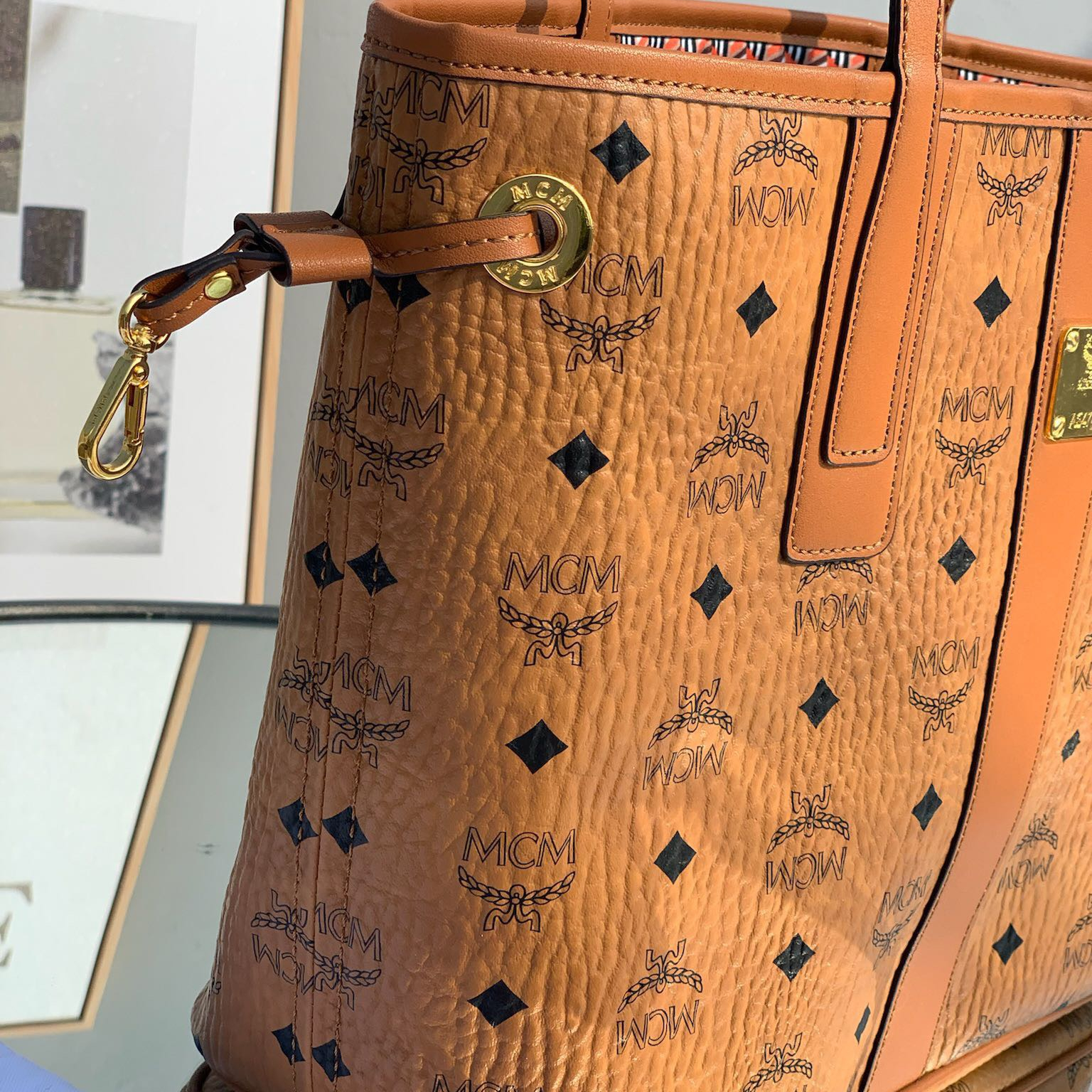 MCM Reversible Liz Shopper in Visetos Shopping Bags 37*31*25cm