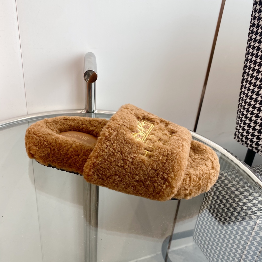 Hermes 23fw Women Winter Slippers Size 36-40