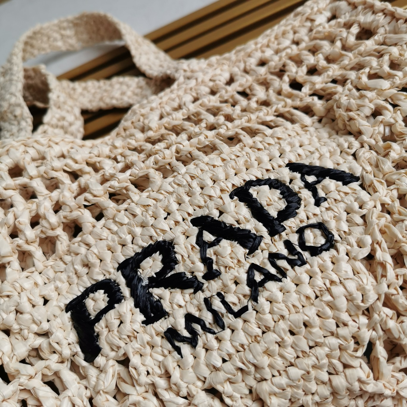 Prada 1BG393 Raffia Tote Shopping Bags Size 36*38*3cm