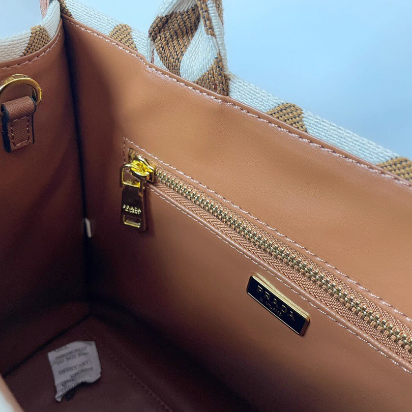 Prada 1BA354 Symbole Embroidered Fabric Shopping Bags Size 28*22*9cm