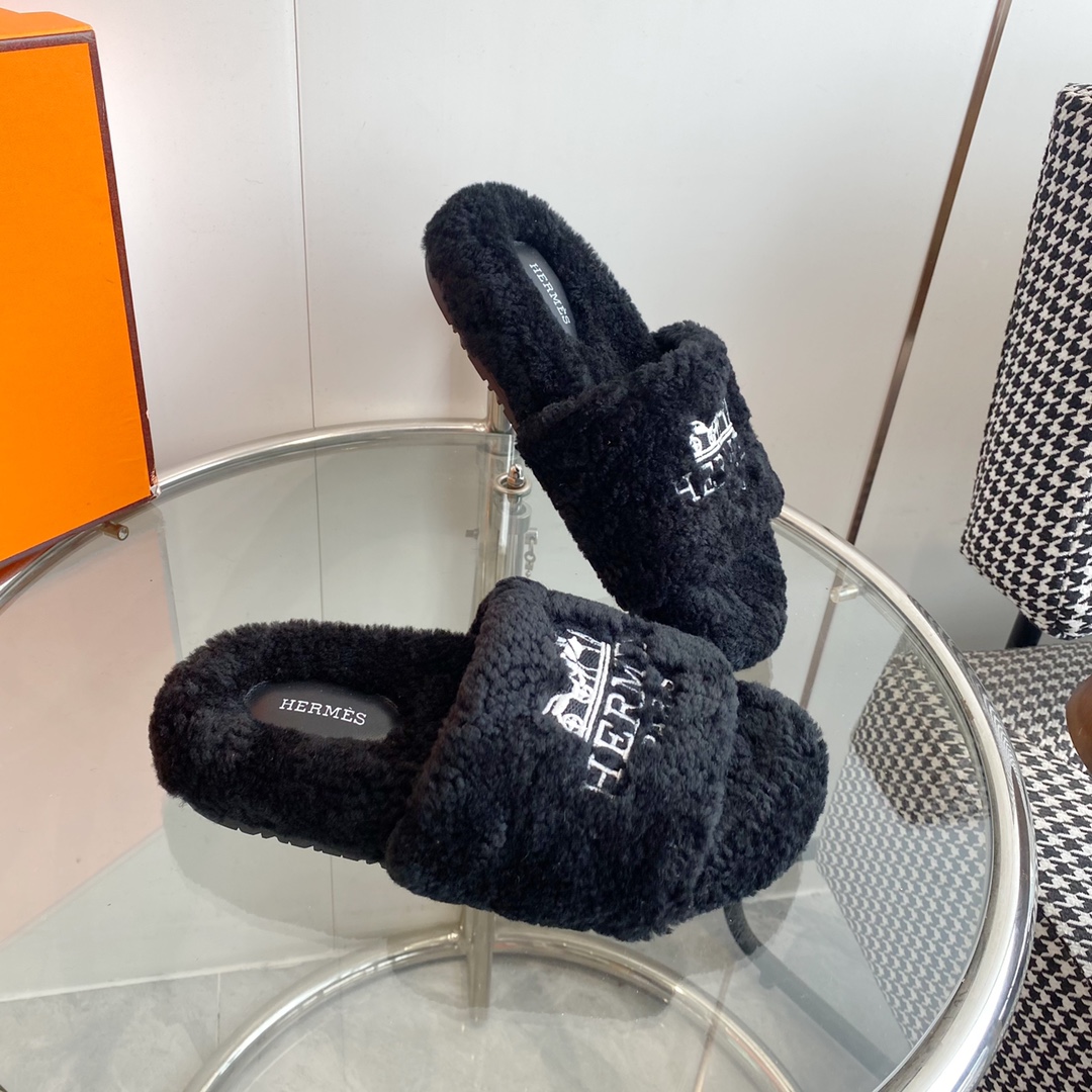 Hermes 23fw Women Winter Slippers Size 36-40