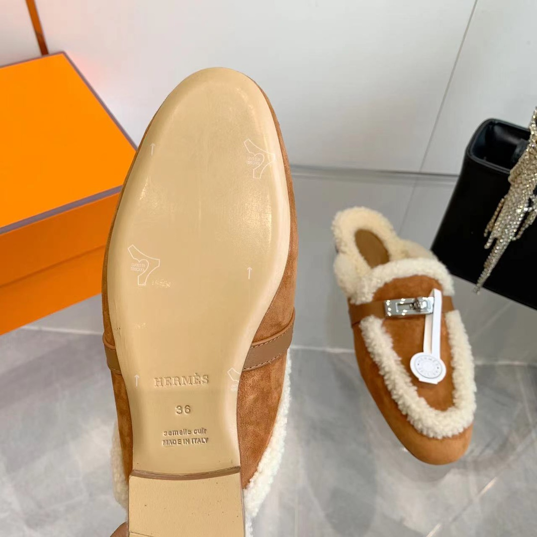 Hermes 23fw Women Winter Slippers Size 36-41
