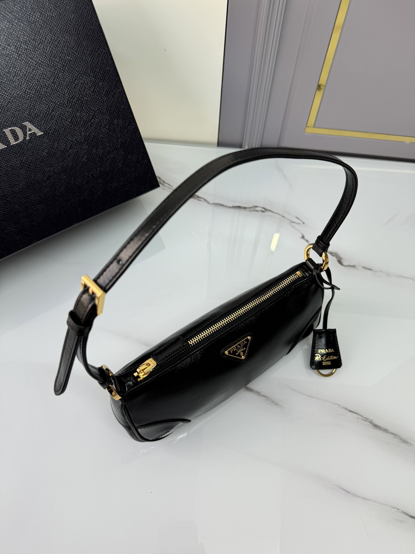 Prada 1BC201 Re-Edition 2002 Small Leather Women Shoulder Bags Size 23.5*10*5cm
