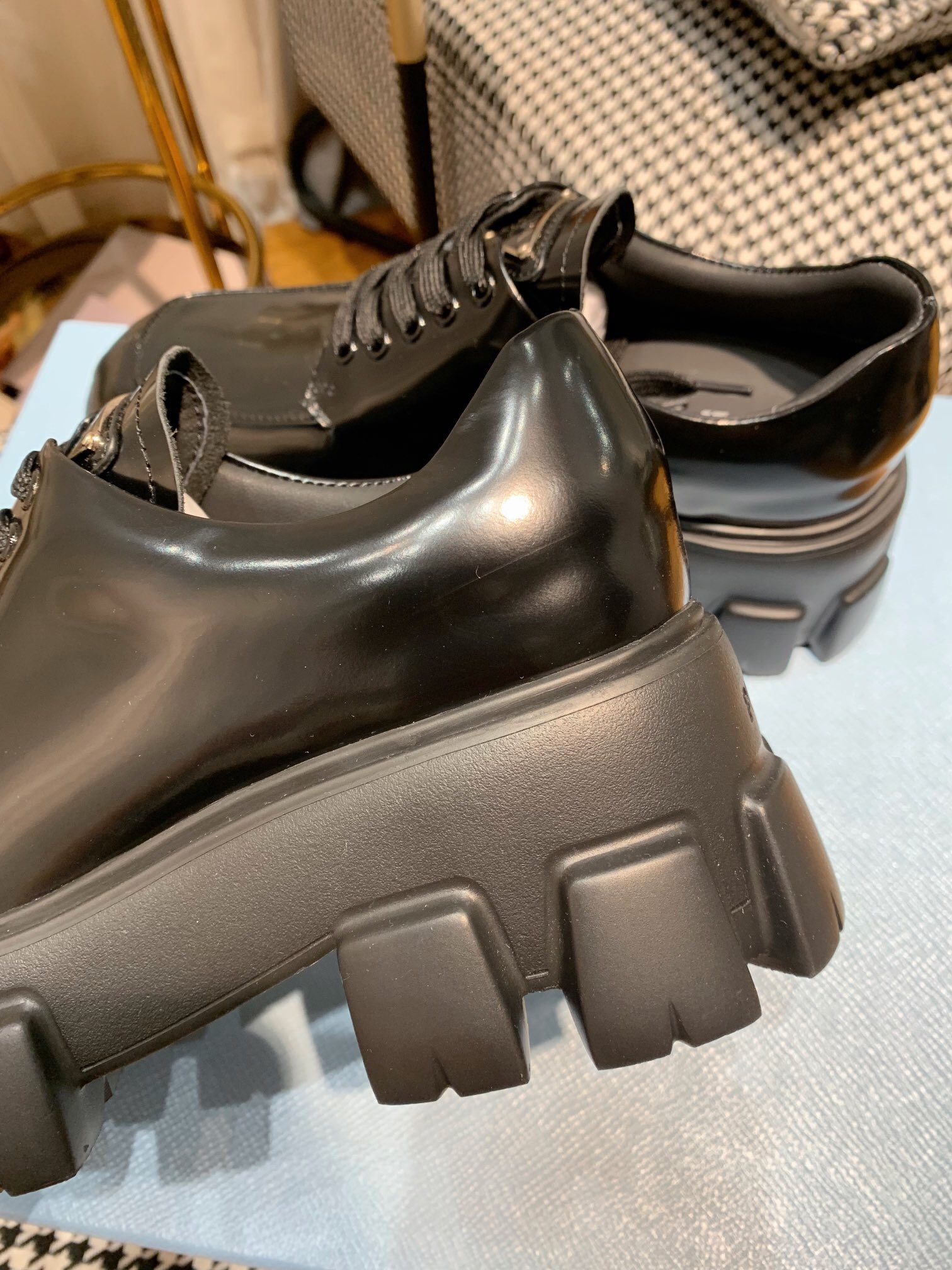 Prada Monolith brushed leather lace-up Shoes Loafers Size 36-41