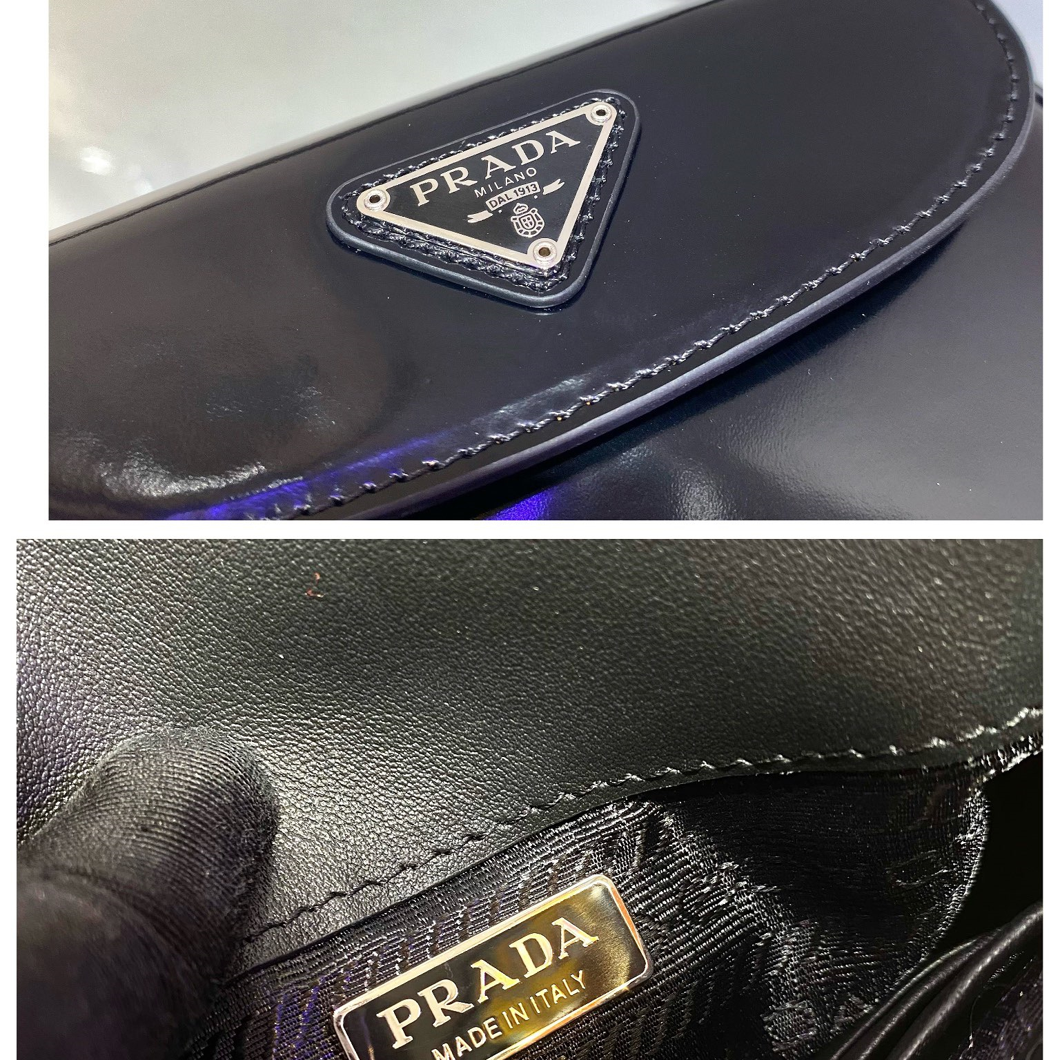 Prada 1BH188 Cleo brushed Leather Women Shoulder Bags Size 17*14.5*3cm