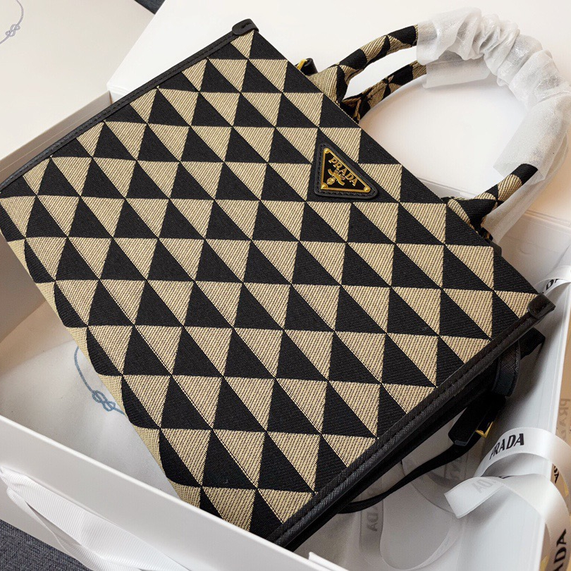 Prada 1BA354 Symbole Embroidered Fabric Shopping Bags Size 28*22*9cm