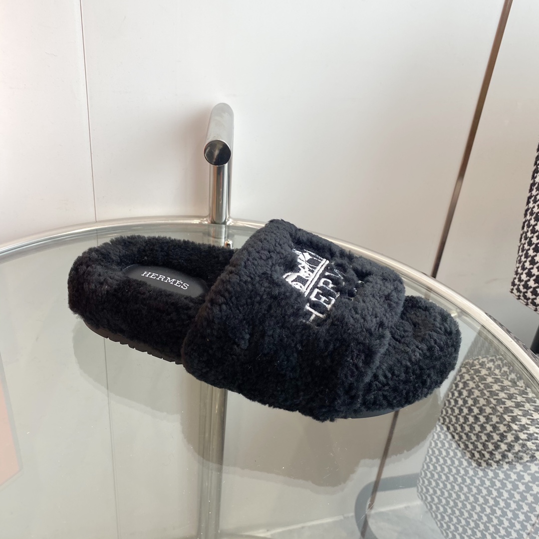 Hermes 23fw Women Winter Slippers Size 36-40