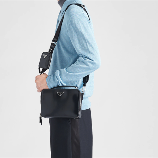 Prada 2VH069 Brique Leather Mens Shoulder Bags Size 22*16*6cm