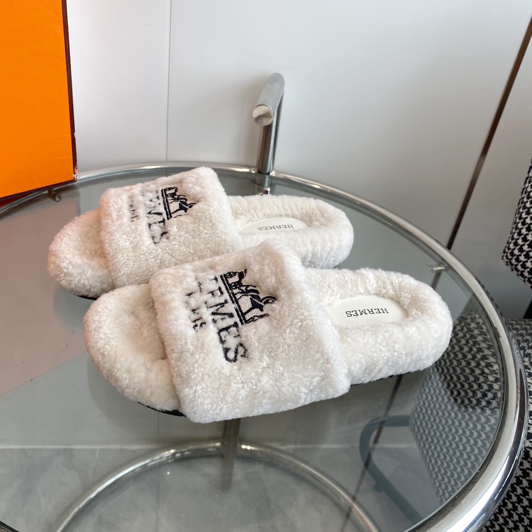 Hermes 23fw Women Winter Slippers Size 36-40