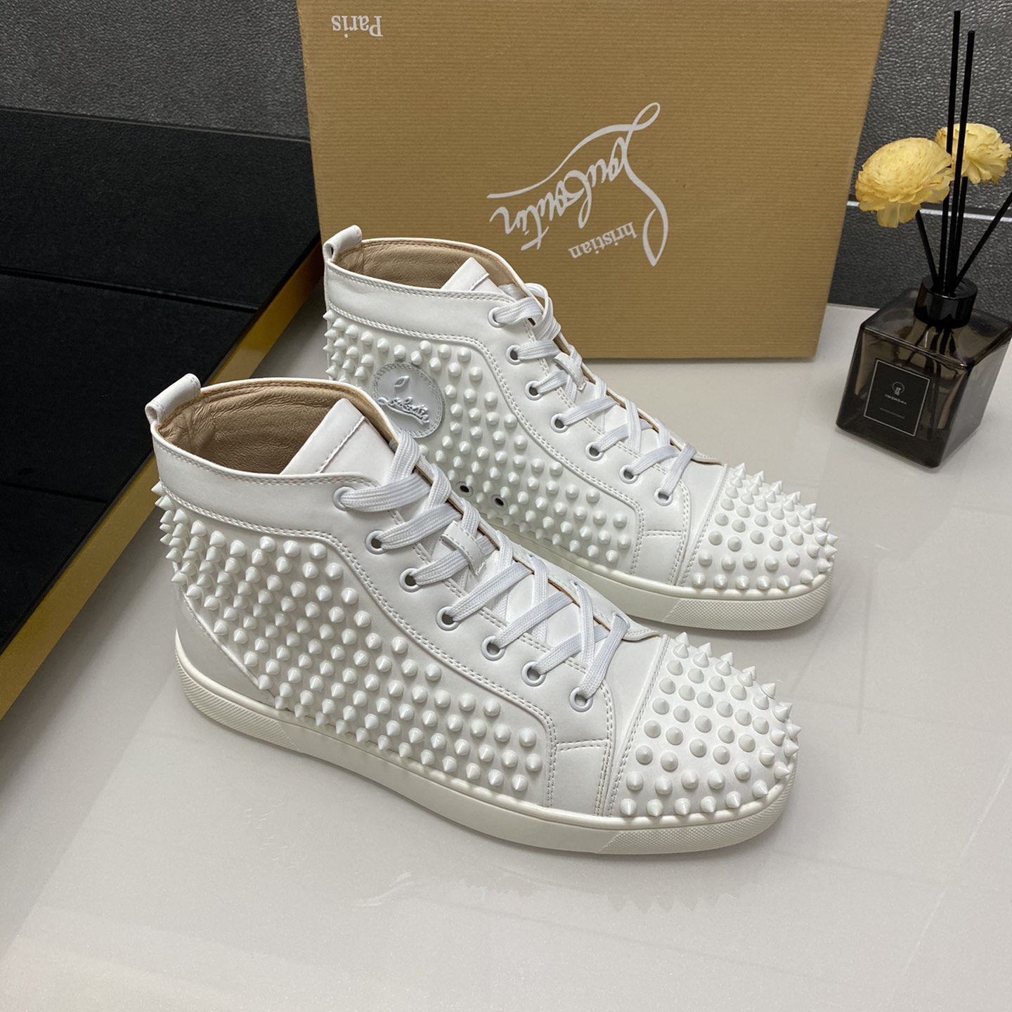 Christian Louboutin Louis Spikes High-Top Sneaker Size 36-46 4-Color