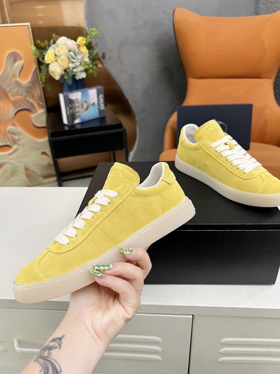 Prada Lane Deer Leather Sneakers Size 36-45