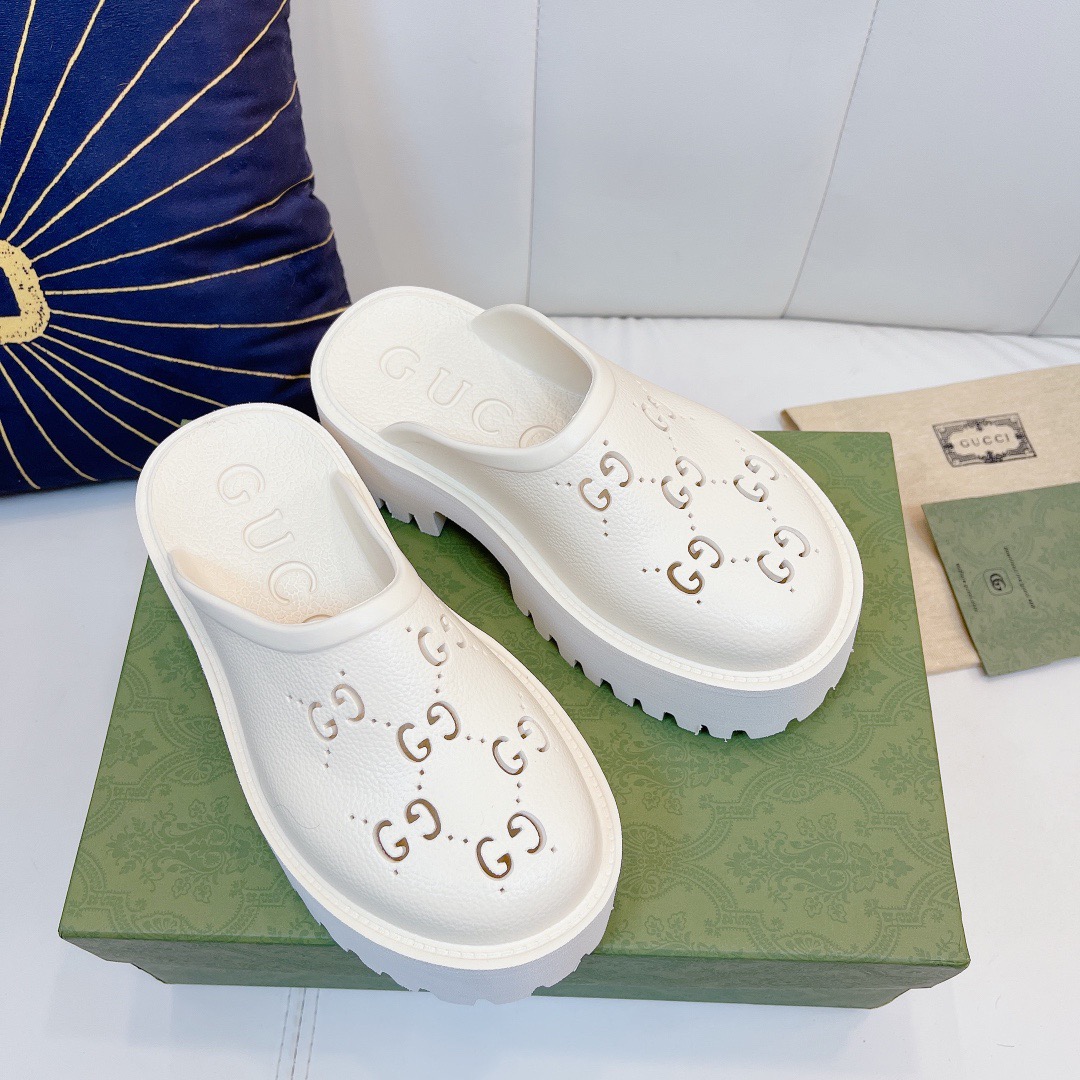 Gucci Slip on Sandal Slippers Size 36-45 Black/White