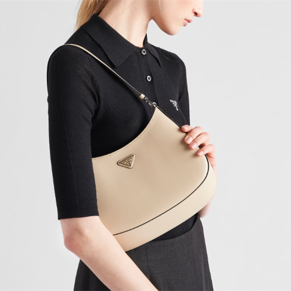 Prada 1BC499 Cleo Brushed Leather Women Shoulder Bags Size 27*22*6cm