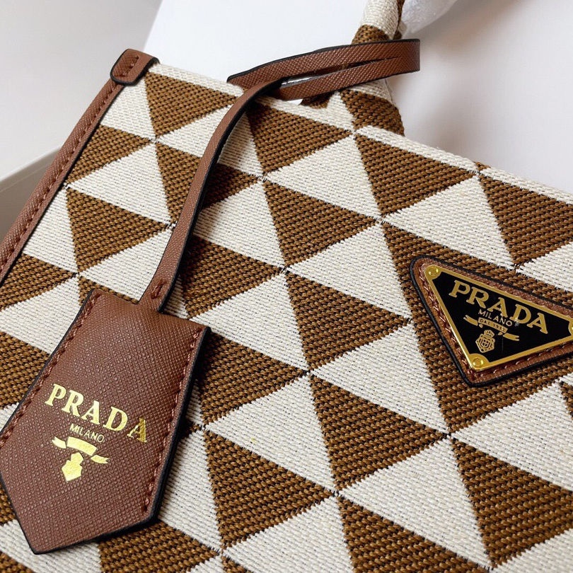 Prada 1BA354 Symbole Embroidered Fabric Shopping Bags Size 28*22*9cm