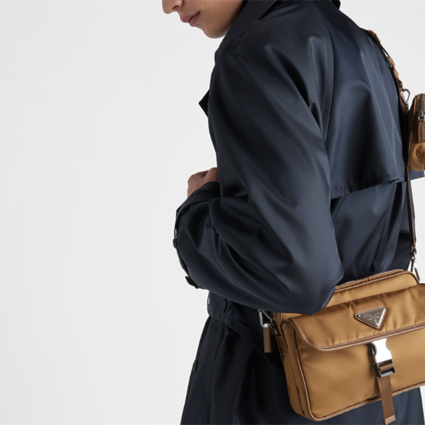 Prada 2VH133 Re-Nylon and Saffiano Leather Mens Shoulder Bags Size 22*16*5cm