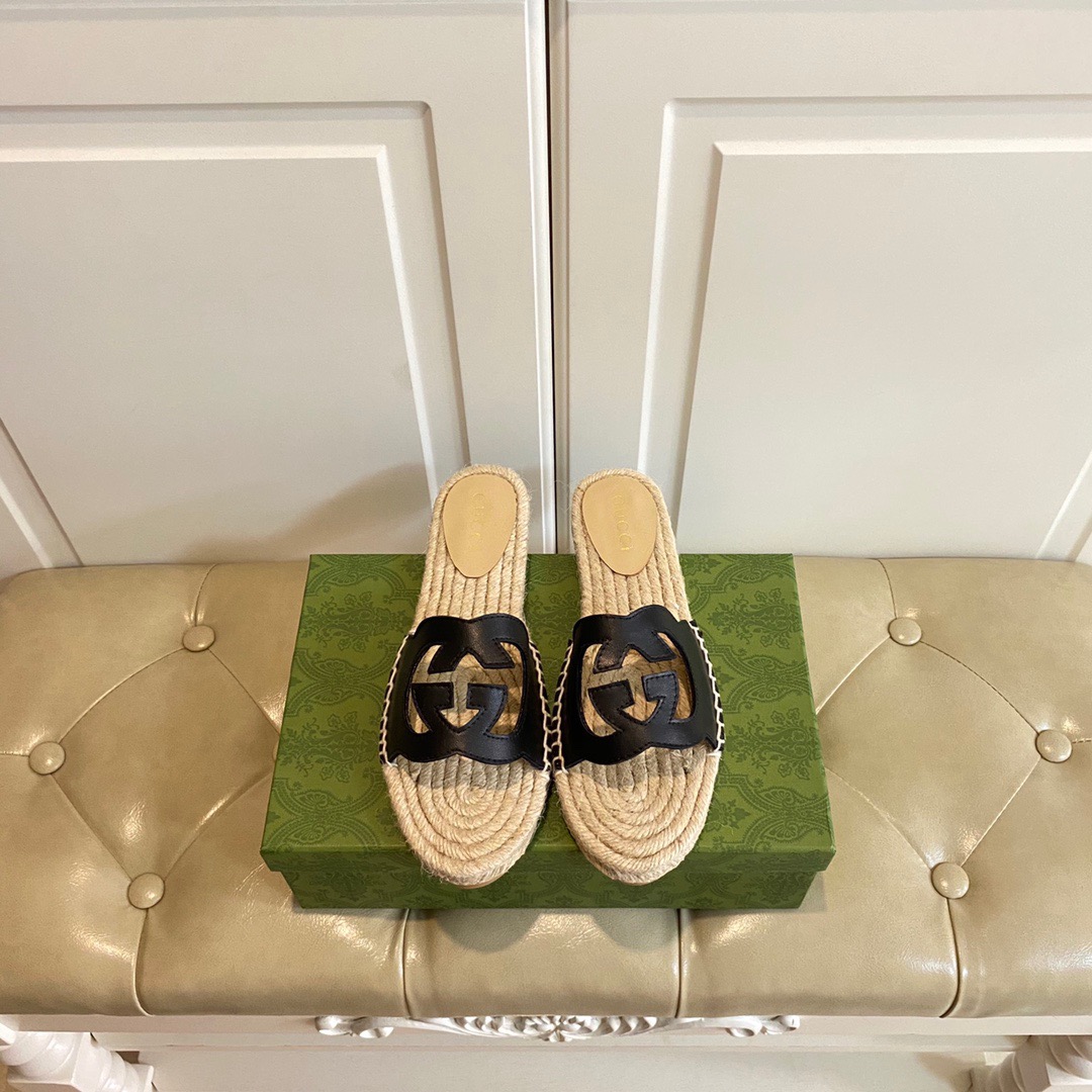 Gucci Interlocking G Cut-out Sandal Slippers Size 36-45 4-Color