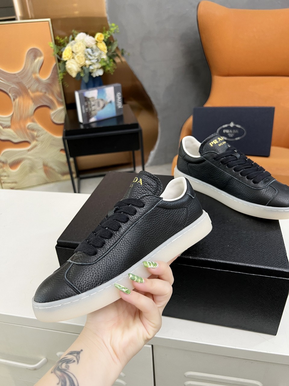 Prada Lane Deer Leather Sneakers Size 36-45