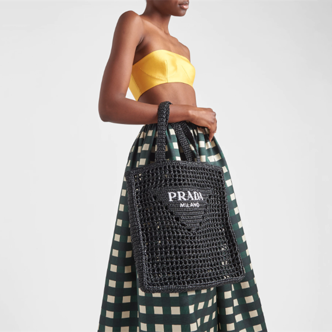 Prada 1BG393 Raffia Tote Shopping Bags Size 36*38*3cm