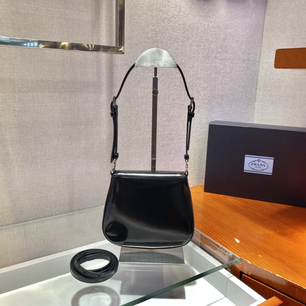 Prada 1BH188 Cleo brushed Leather Women Shoulder Bags Size 17*14.5*3cm