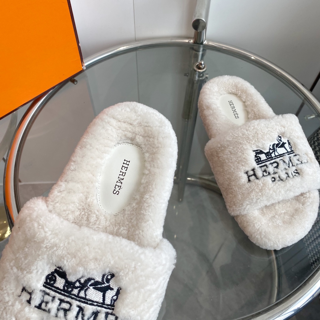 Hermes 23fw Women Winter Slippers Size 36-40