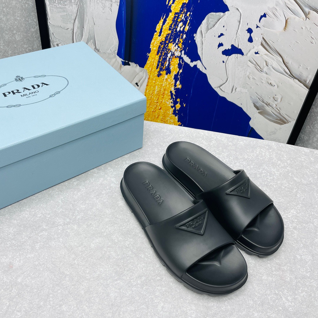 Prada Rubber Slippers Size 35-45 Black/White