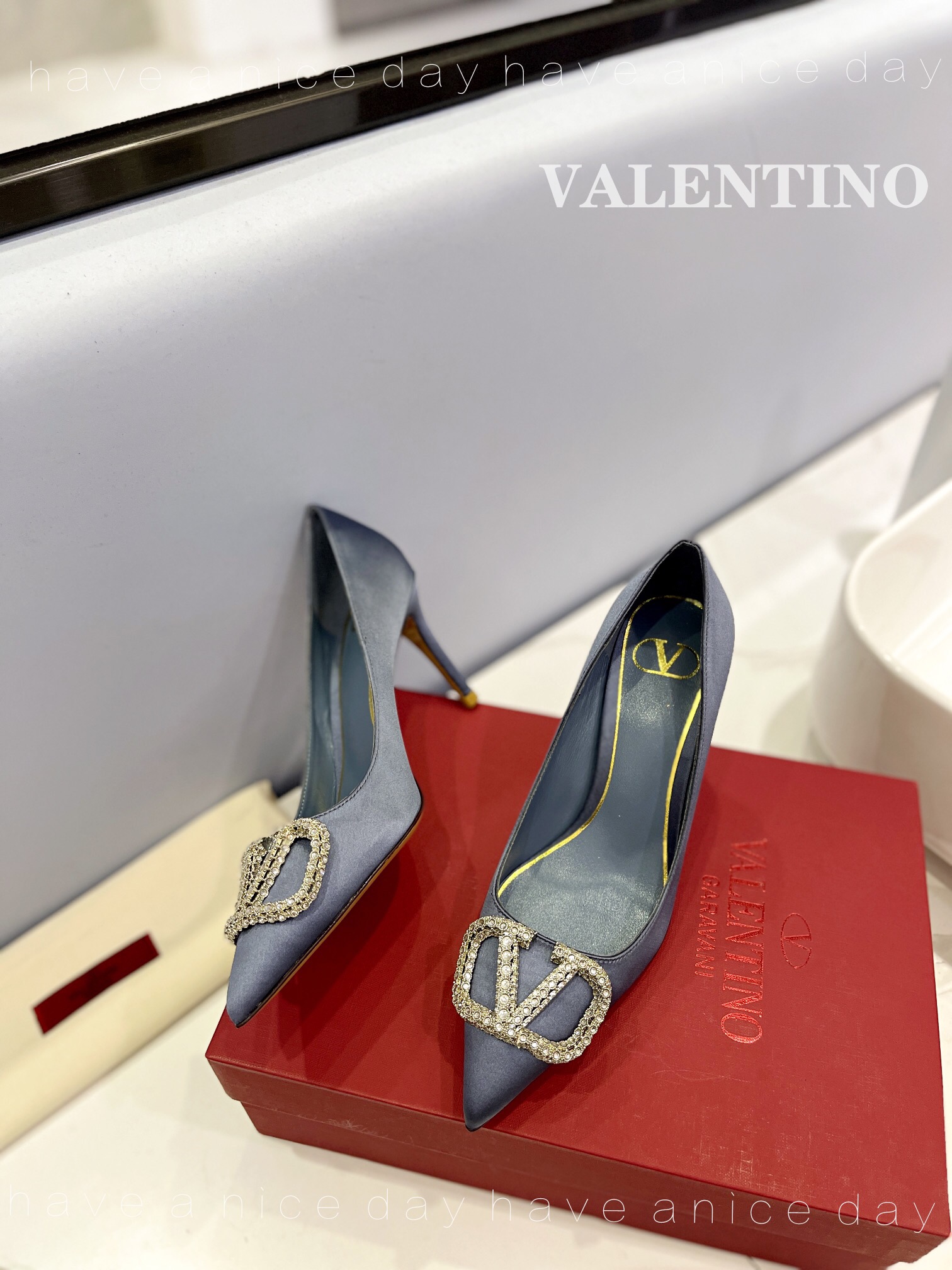 Valentino Vlogo Signature Satin Slingback Pumps Size 35-41 5-Color