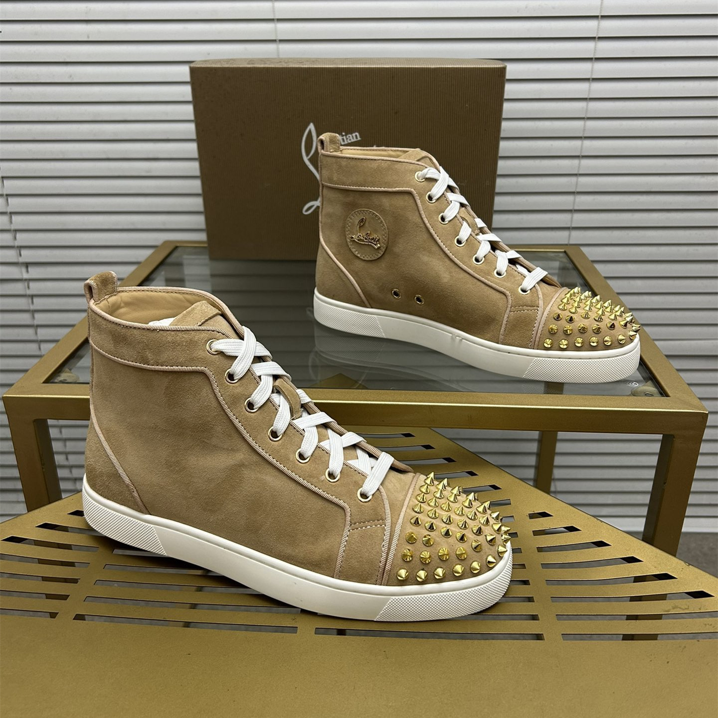 Christian Louboutin Lou Spikes High-Top Sneaker Size 36-46