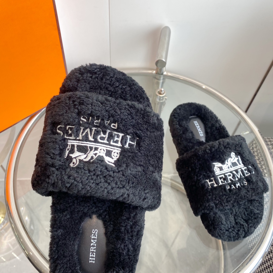 Hermes 23fw Women Winter Slippers Size 36-40