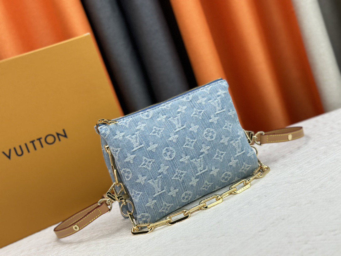 Louis Vuitton M11401 Coussin BB Denim Cowboy Damen-Schultertasche, 21 × 16 × 7 cm