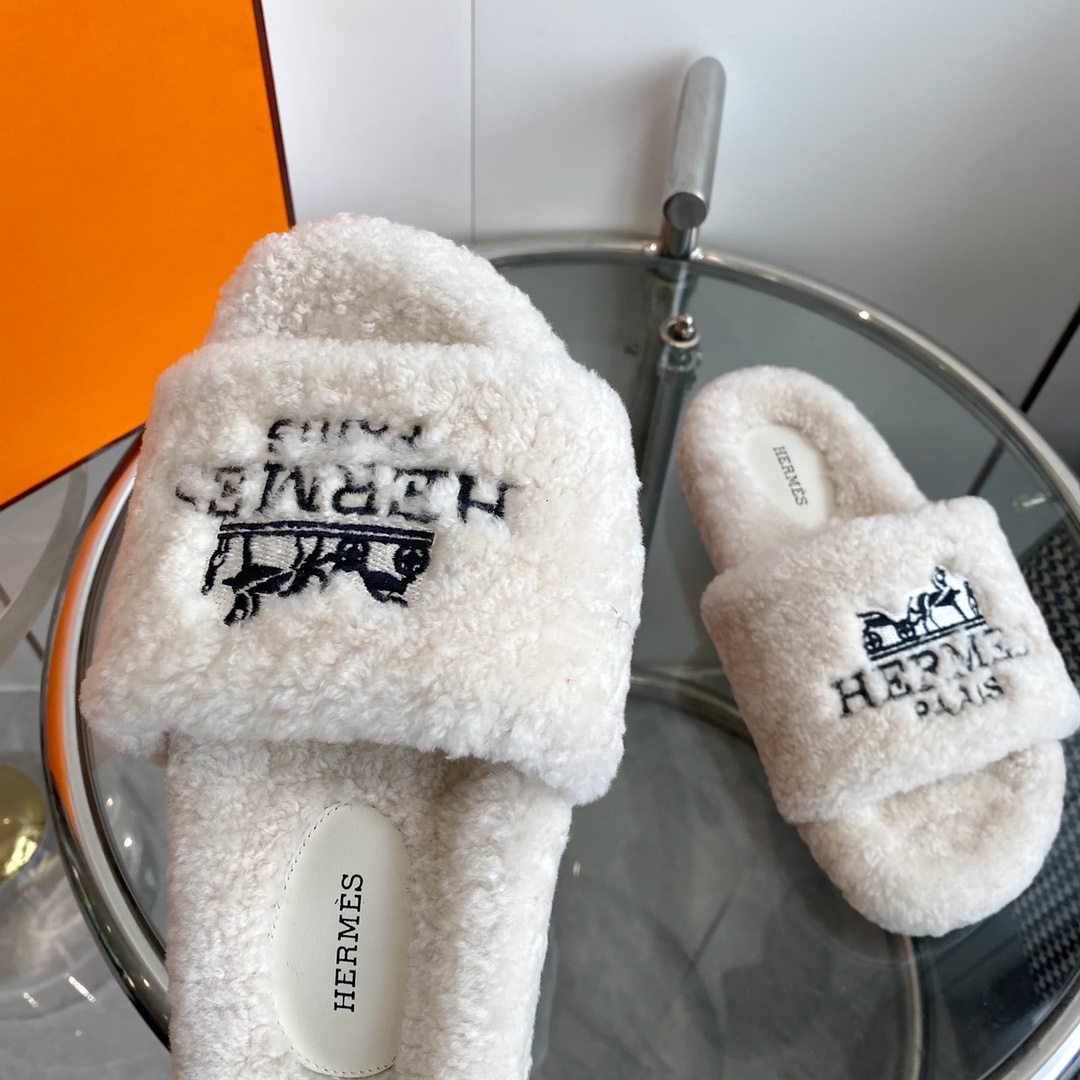 Hermes 23fw Women Winter Slippers Size 36-40