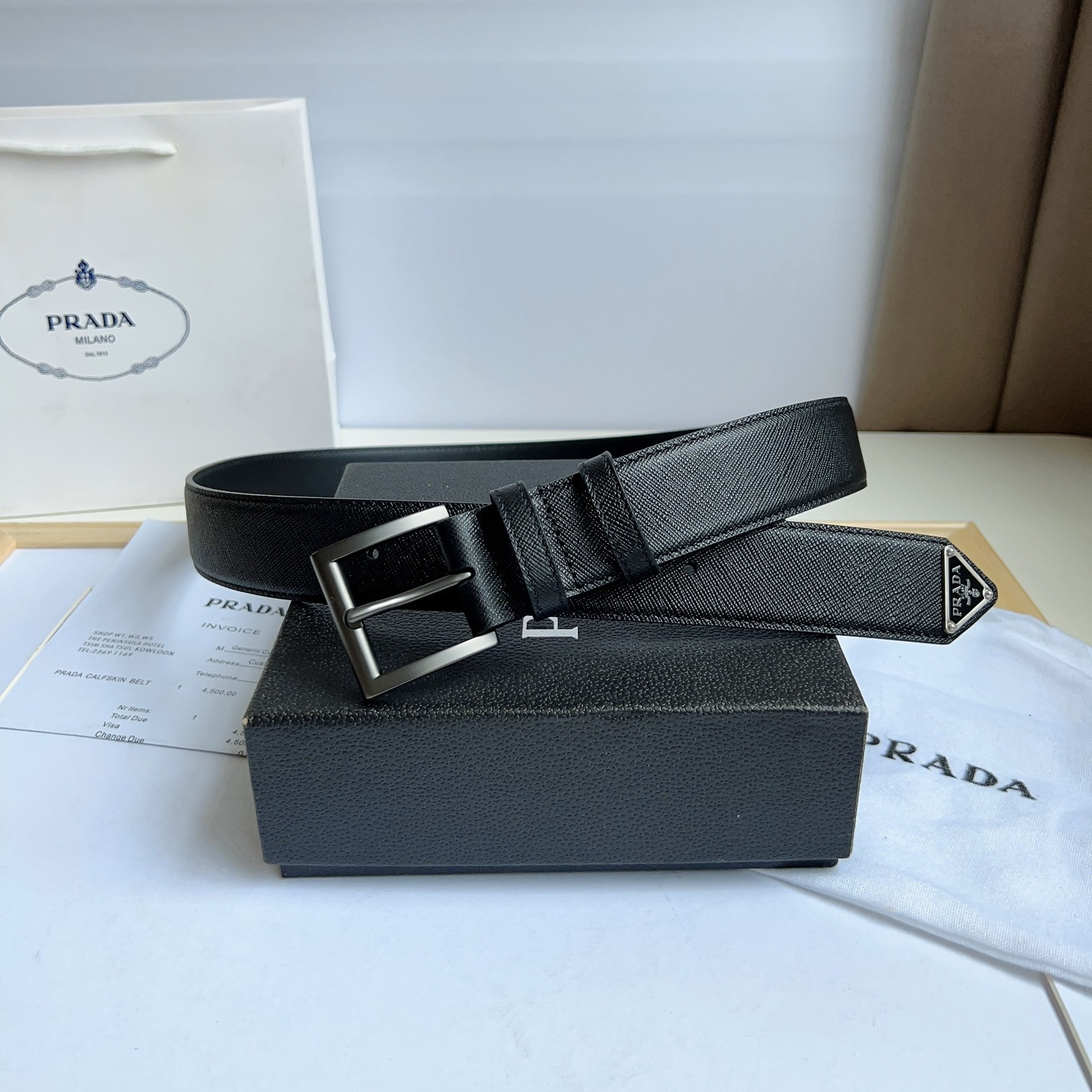 Prada Mens Women Belt Width 3.5cm