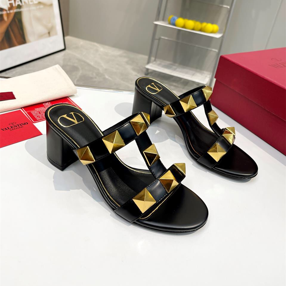 Valentino Roman Stud Metallic Nappa Slide Pumps Size 35-41 5-Color